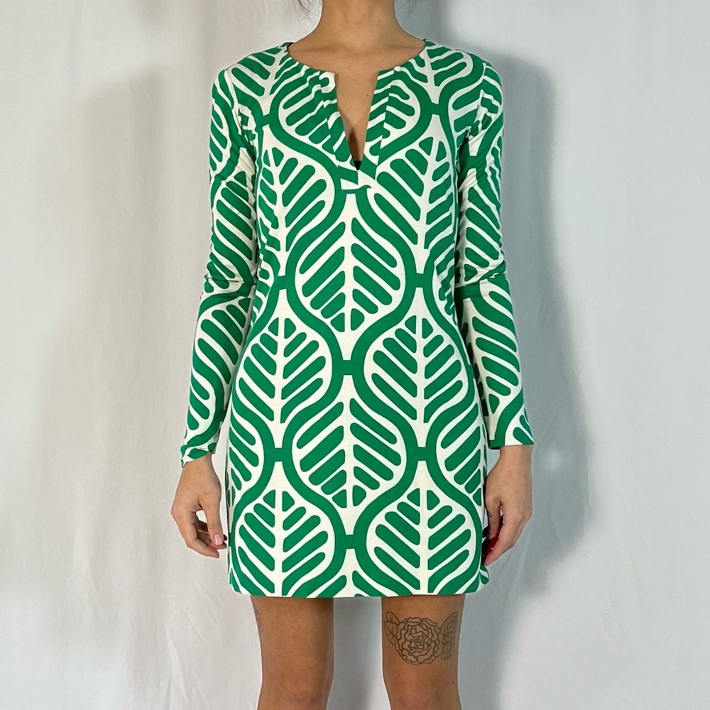 Diane Von Furstenberg Long Sleeve Mini Dress Swim Cover Up Kelly Green